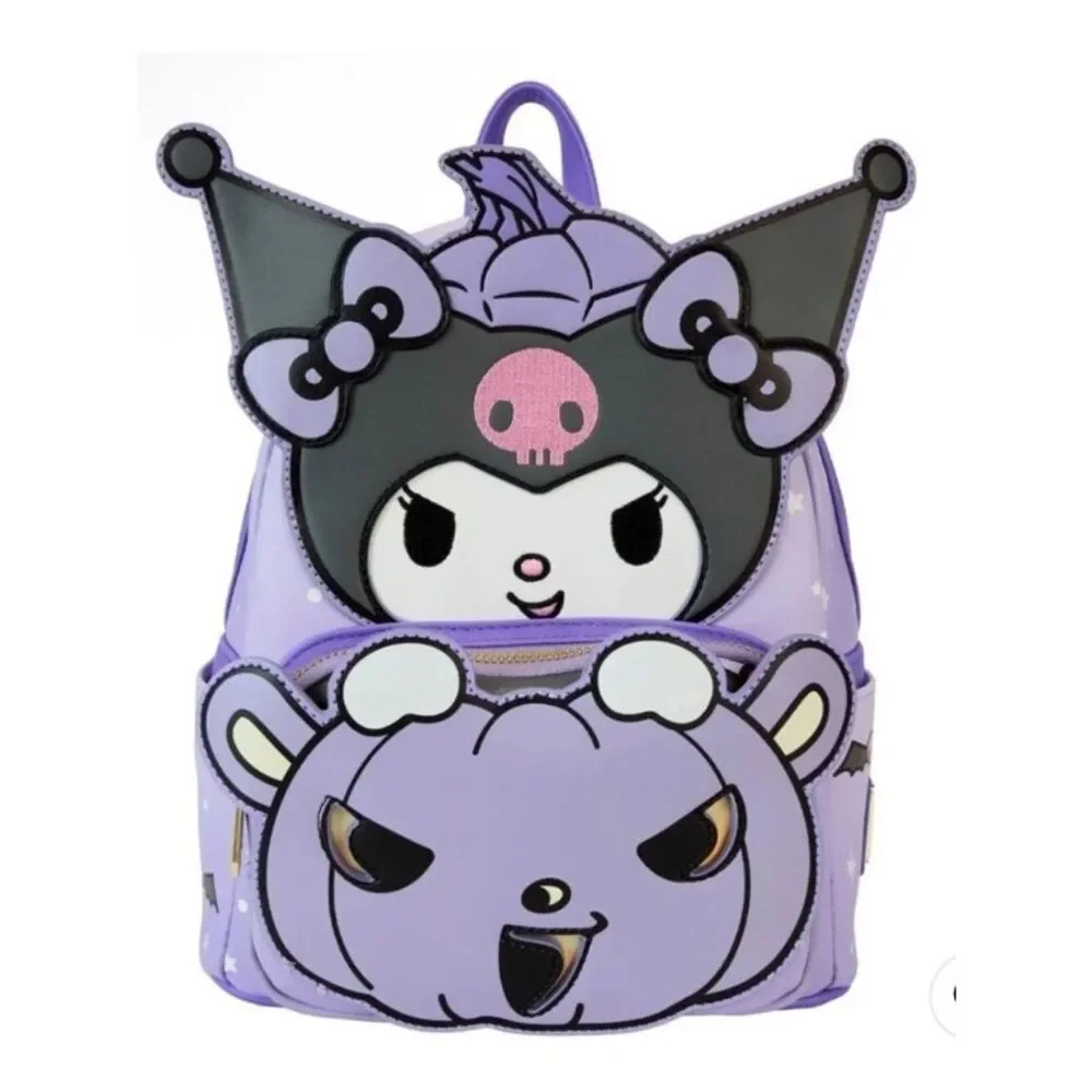 Sanrio Kuromi Pumpkin Light Up Glow Mini Backpack Purple Cosplay Skull NWT
